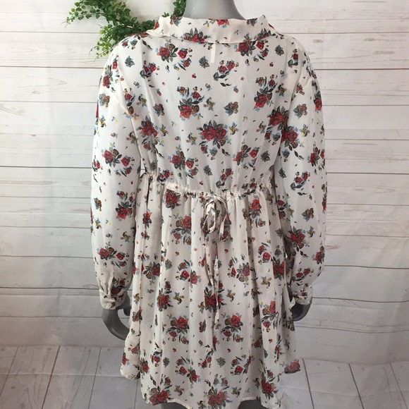 Free People XS Sheer Floral Tunic Long sleeve Top - Picture 5 of 8